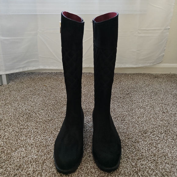 Tommy Hilfiger Babette Black Suede Quilted Rain Boot 9M - Picture 2 of 8